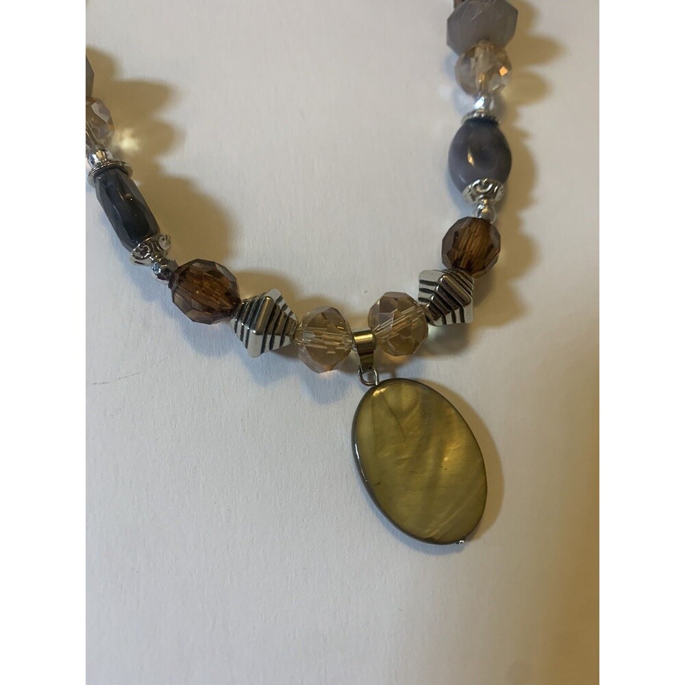 Mother Of Pearl Necklace Earrings Set Boho Good Fortune Prosperity Earthy Beads - Picture 6 of 11